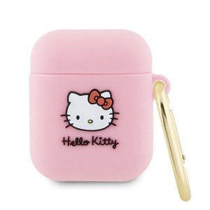 Hello Kitty HKA23DKHSP Airpods 1/2 tok rózsaszín szilikon 3D Kitty fej 3D Kitty fej