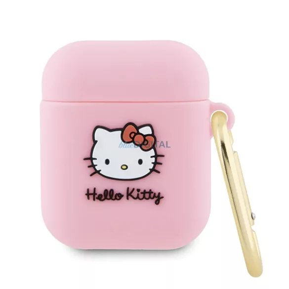 Hello Kitty HKA23DKHSP Airpods 1/2 tok rózsaszín szilikon 3D Kitty fej 3D Kitty fej