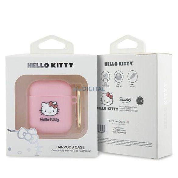 Hello Kitty HKA23DKHSP Airpods 1/2 tok rózsaszín szilikon 3D Kitty fej 3D Kitty fej