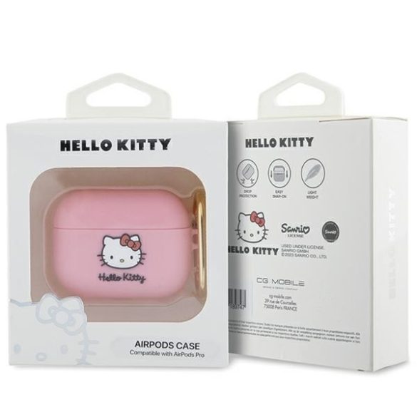 Hello Kitty HKAP3DKHSP Airpods Pro tok rózsaszín szilikon 3D Kitty Head 3D Kitty fej
