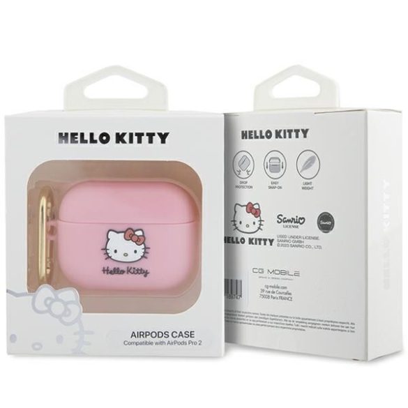 Hello Kitty HKAP23DKHSP Airpods Pro 2 (2022/2023) tok rózsaszín szilikon 3D Kitty Head 3D Kitty fej