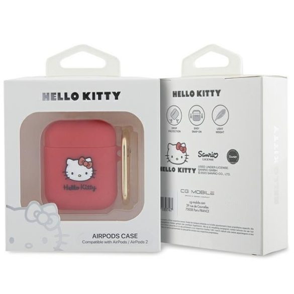 Hello Kitty HKA23DKHSF Airpods 1/2 tok fukszia Szilikon 3D Kitty fej 3D Kitty fej