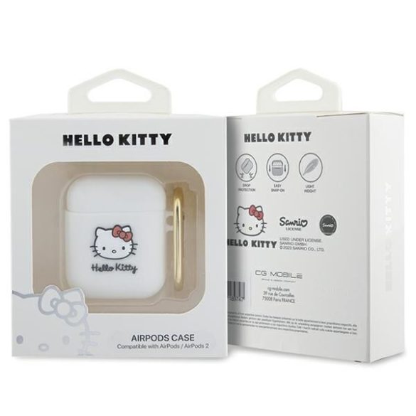 Hello Kitty HKA23DKHSH Airpods 1/2 tok fehér szilikon 3D Kitty fej 3D Kitty fej