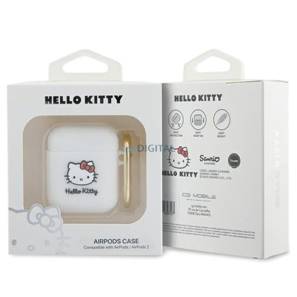 Hello Kitty HKA23DKHSH Airpods 1/2 tok fehér szilikon 3D Kitty fej 3D Kitty fej
