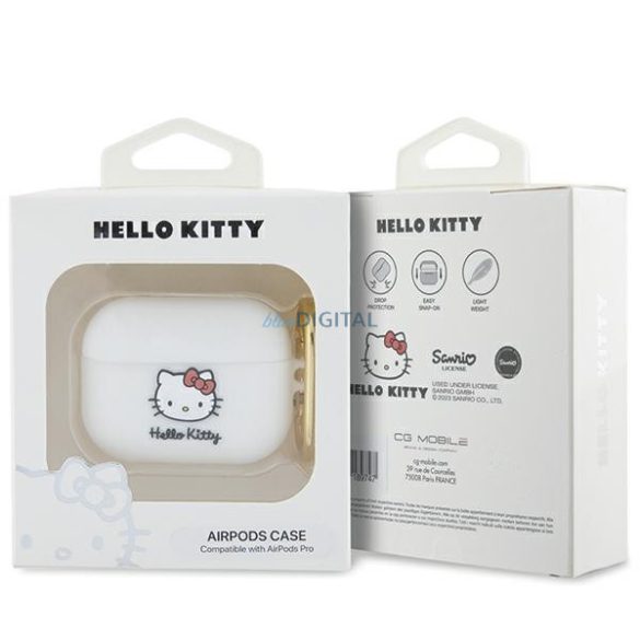 Hello Kitty HKAP3DKHSH Airpods Pro tok fehér szilikon 3D Kitty Head 3D Kitty fej