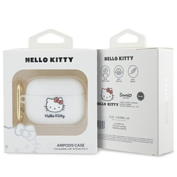 Hello Kitty HKAP23DKHSH Airpods Pro 2 (2022/2023) tok fehér szilikon 3D Kitty Head 3D Kitty fej