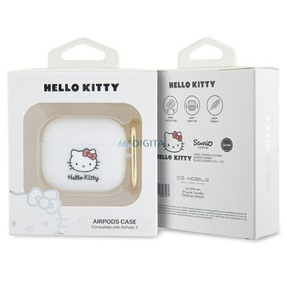 Hello Kitty HKA33DKHSH Airpods 3 tok fehér szilikon 3D Kitty fej 3D Kitty fej
