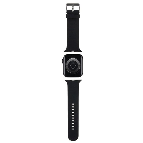 Karl Lagerfeld óraszíj KLAWMSLKCNK Apple Watch 38/40/41mm fekete szíj 3D gumi Karl&Choupette fejek tok