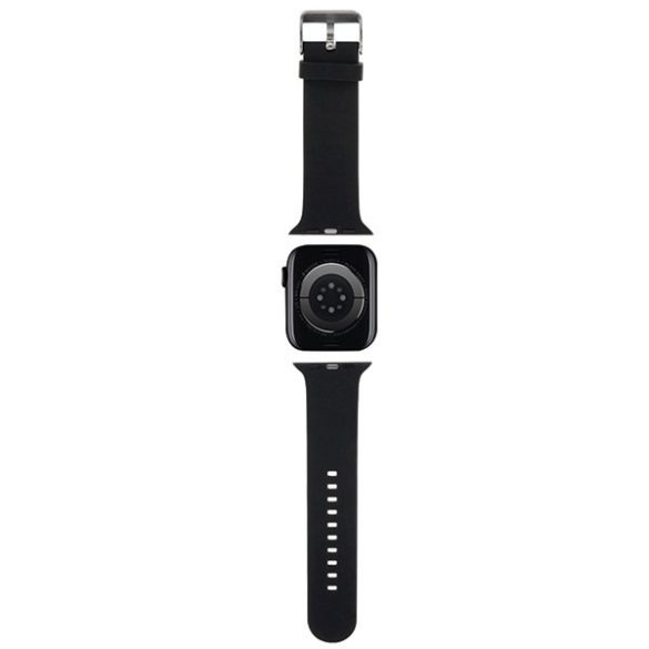 Karl Lagerfeld óraszíj KLAWLSLKCNK Apple Watch 42/44/45/49mm fekete szíj 3D gumi Karl&Choupette fejek