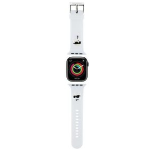 Karl Lagerfeld óraszíj KLAWLSLKCNH Apple Watch 42/44/45/49mm fehér szíj 3D gumi Karl&Choupette fejek