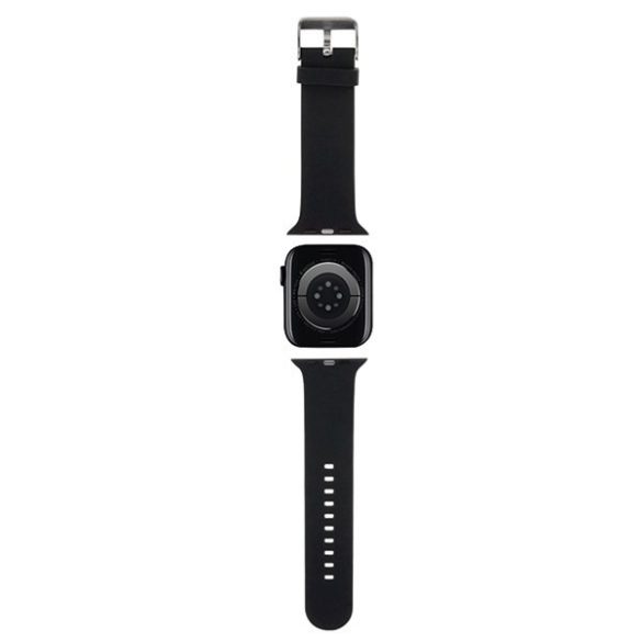Karl Lagerfeld óraszíj KLAWMSLCNK Apple Watch 38/40/41mm fekete szíj 3D gumiból készült Choupette fejek tok