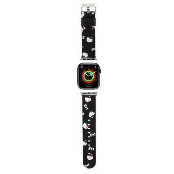 Hello Kitty óraszíj HKAWMPSAPSK Apple Watch 38/40/41mm-es fekete szíj Fej és masni minta