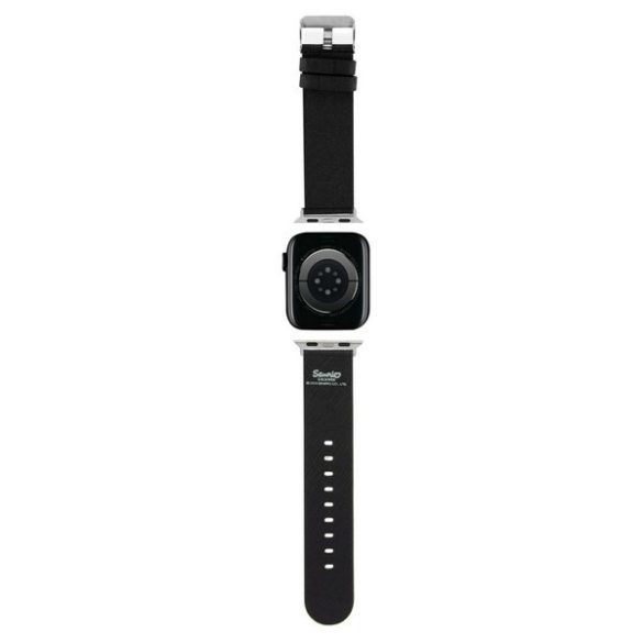 Hello Kitty óraszíj HKAWMPSAPSK Apple Watch 38/40/41mm-es fekete szíj Fej és masni minta