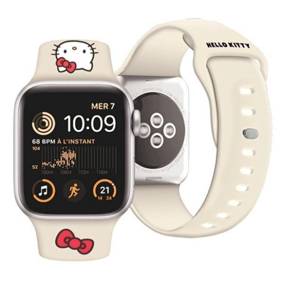 Hello Kitty óraszíj HKAWMSCHBLE Apple Watch 38/40/41mm bézs szíj Szilikon Kitty Head