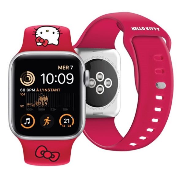 Hello Kitty óraszíj HKAWMSCHBLR Apple Watch 38/40/41mm piros szíj Szilikon Kitty Head szilikon