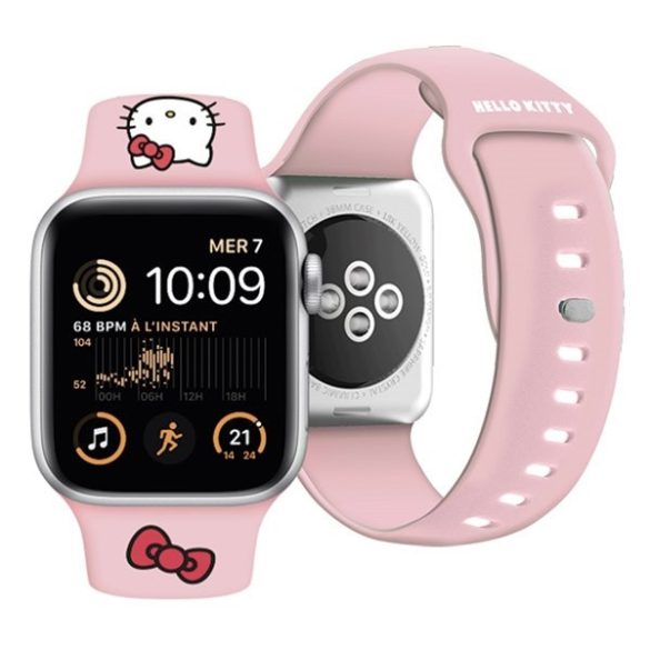 Hello Kitty óraszíj HKAWMSCHBLP Apple Watch 38/40/41mm rózsaszín szíj szilikon Kitty Head