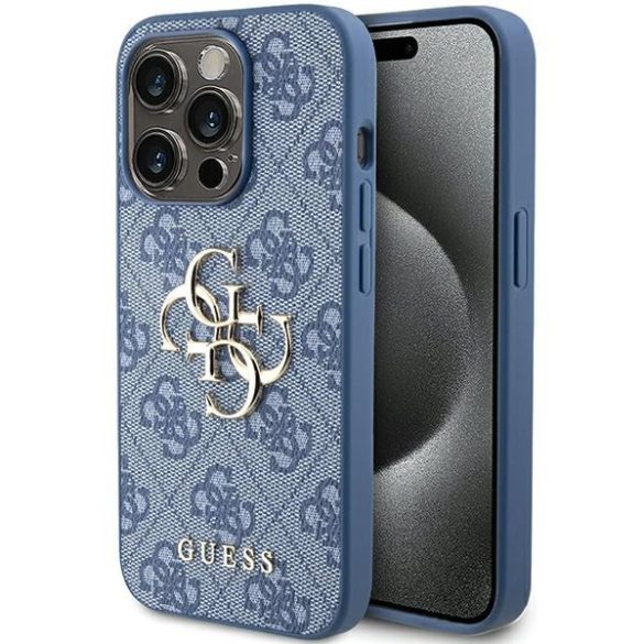 Guess GUHCP15L4GMGBL iPhone 15 Pro 6.1" kék keménytok 4G nagy fém logóval