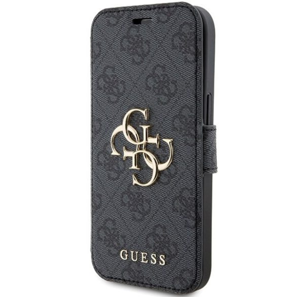 Guess GUBKP15S4GMGGR iPhone 15 / 14 / 13 6.1" szürke könyv 4G fém logó tok