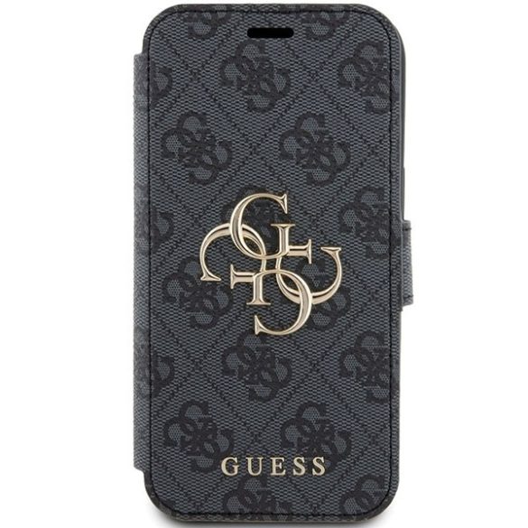 Guess GUBKP15S4GMGGR iPhone 15 / 14 / 13 6.1" szürke könyv 4G fém logó tok