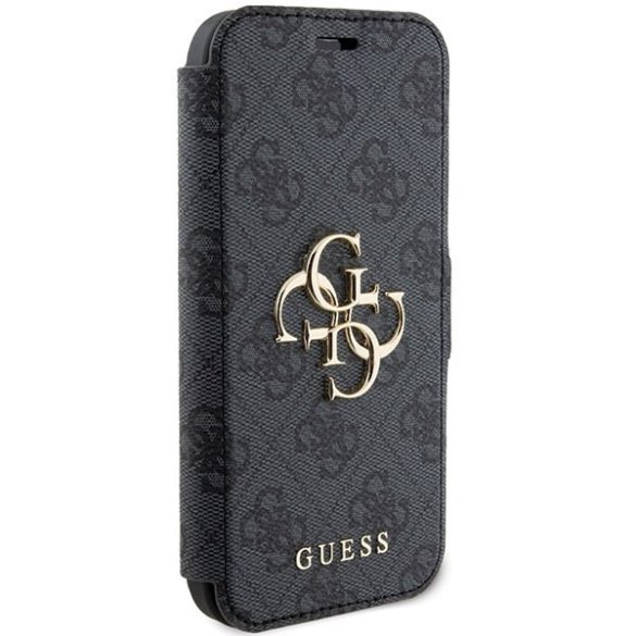 Guess GUBKP15S4GMGGR iPhone 15 / 14 / 13 6.1" szürke könyv 4G fém logó tok