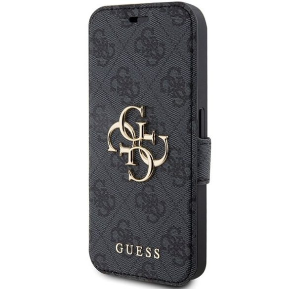 Guess GUBKP15X4GMGGR iPhone 15 Pro Max 6.7" szürke könyv 4G fém logó tok