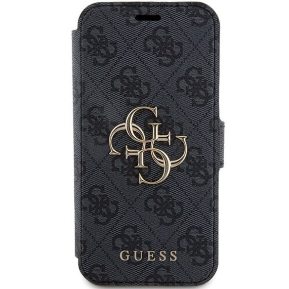 Guess GUBKP15X4GMGGR iPhone 15 Pro Max 6.7" szürke könyv 4G fém logó tok