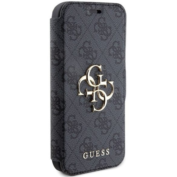 Guess GUBKP15X4GMGGR iPhone 15 Pro Max 6.7" szürke könyv 4G fém logó tok