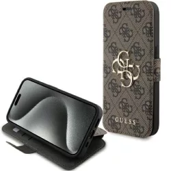   Guess GUBKP15L4GMGBR iPhone 15 Pro 6.1" könyvtok 4G fém logó
