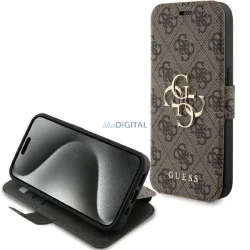   Guess GUBKP15L4GMGBR iPhone 15 Pro 6.1" könyvtok 4G fém logó