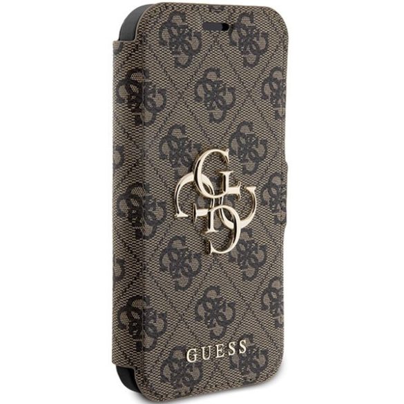 Guess GUBKP15X4GMGBR iPhone 15 Pro Max 6.7" barna könyv 4G fém logó tok