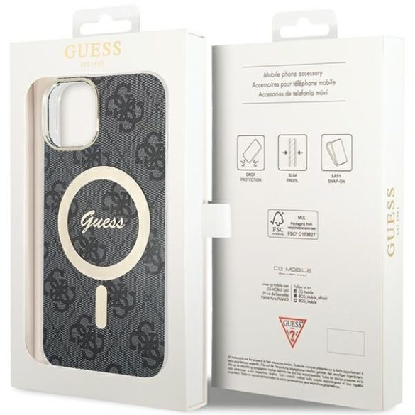 Guess GUHMP15MH4STK iPhone 15 Plus / 14 Plus 6.7" fekete keménytok 4G MagSafe