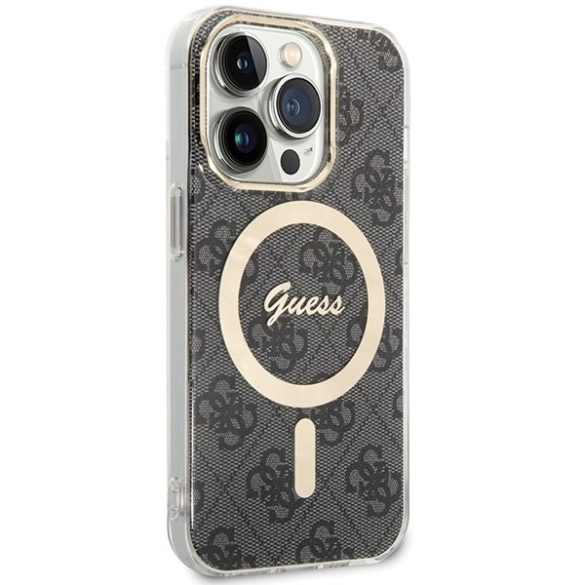 Guess GUHMP15LH4STK iPhone 15 Pro 6.1" fekete keménytok IML 4G MagSafe