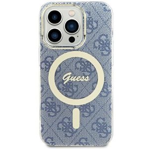 Guess GUHMP15SH4STB iPhone 15 / 14 / 13 6,1" kék keménytok IML 4G MagSafe