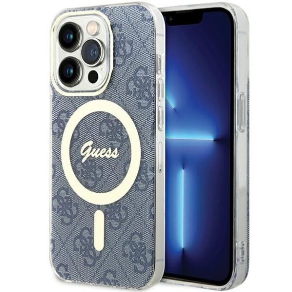 Guess GUHMP15LH4STB iPhone 15 Pro 6.1" kék keménytok IML 4G MagSafe