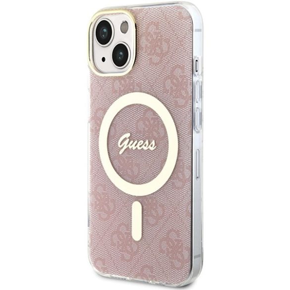 Guess GUHMP15SH4STP iPhone 15 / 14 / 13 6.1" rózsaszín keménytok IML 4G MagSafe