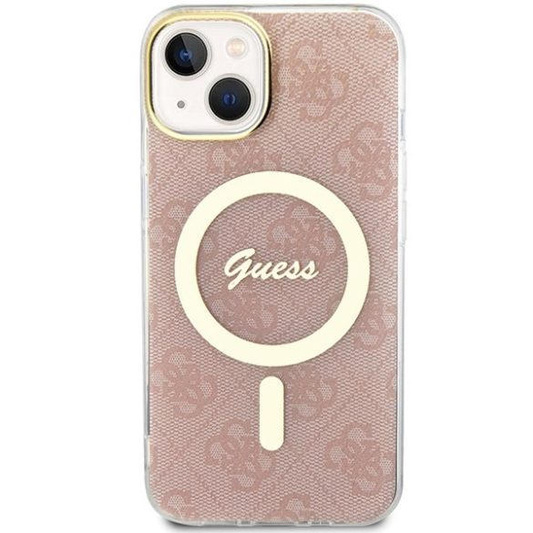 Guess GUHMP15SH4STP iPhone 15 / 14 / 13 6.1" rózsaszín keménytok IML 4G MagSafe