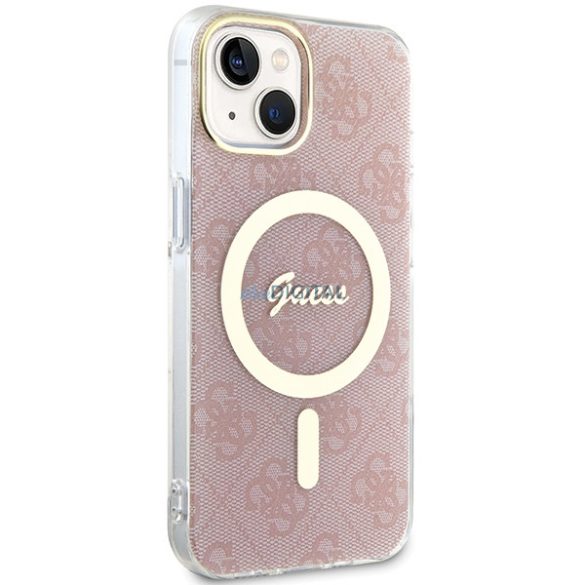 Guess GUHMP15SH4STP iPhone 15 / 14 / 13 6.1" rózsaszín keménytok IML 4G MagSafe