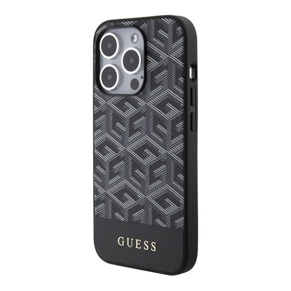 Guess GUHMP15LHGGCFSEK iPhone 15 Pro 6.1" fekete keménytok GCube csíkos MagSafe