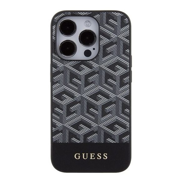 Guess GUHMP15LHGGCFSEK iPhone 15 Pro 6.1" fekete keménytok GCube csíkos MagSafe