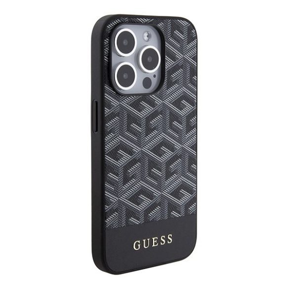 Guess GUHMP15LHGGCFSEK iPhone 15 Pro 6.1" fekete keménytok GCube csíkos MagSafe