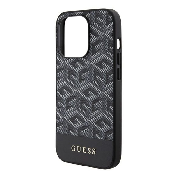 Guess GUHMP15LHGGCFSEK iPhone 15 Pro 6.1" fekete keménytok GCube csíkos MagSafe