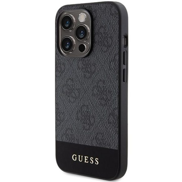 Guess GUHCP15LG4GLGR iPhone 15 Pro 6.1" szürke keménytok 4G Stripe kollekció