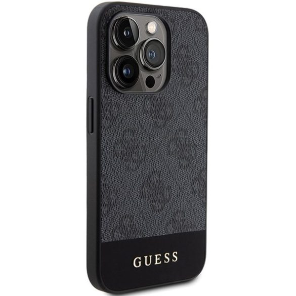 Guess GUHCP15LG4GLGR iPhone 15 Pro 6.1" szürke keménytok 4G Stripe kollekció