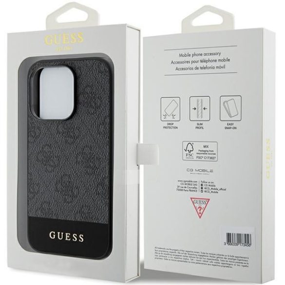 Guess GUHCP15LG4GLGR iPhone 15 Pro 6.1" szürke keménytok 4G Stripe kollekció