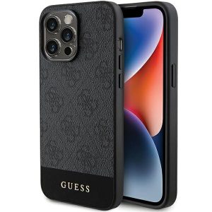 Guess GUHCP15XG4GLGR iPhone 15 Pro Max 6.7" szürke keménytok 4G Stripe kollekció