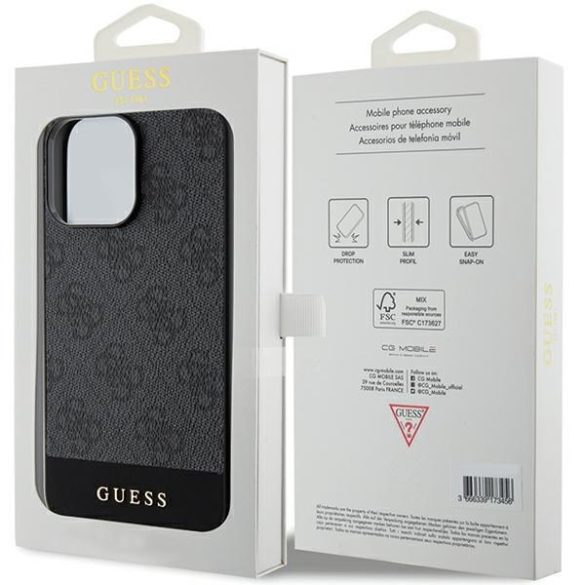 Guess GUHCP15XG4GLGR iPhone 15 Pro Max 6.7" szürke keménytok 4G Stripe kollekció