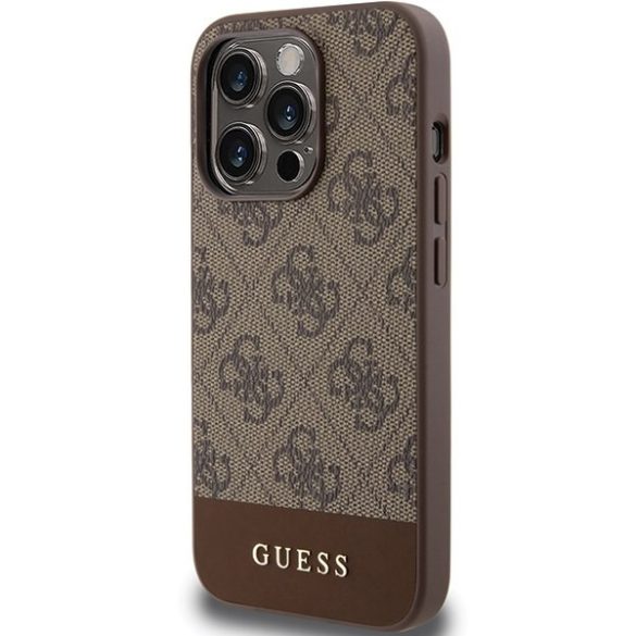 Guess GUHCP15LG4GLBR iPhone 15 Pro 6.1" barna keménytok 4G Stripe kollekció