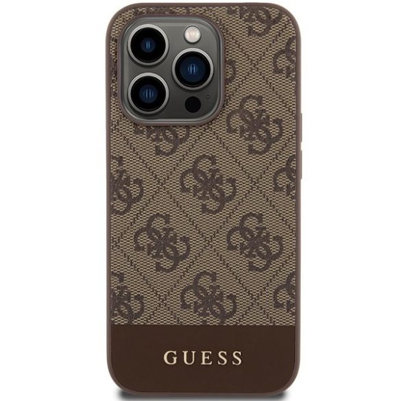 Guess GUHCP15LG4GLBR iPhone 15 Pro 6.1" barna keménytok 4G Stripe kollekció