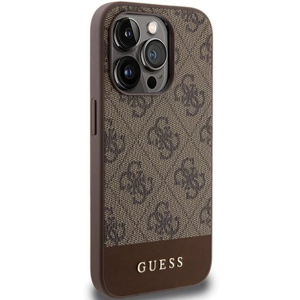 Guess GUHCP15LG4GLBR iPhone 15 Pro 6.1" barna keménytok 4G Stripe kollekció