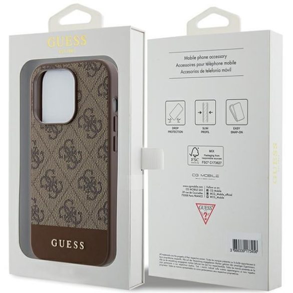 Guess GUHCP15LG4GLBR iPhone 15 Pro 6.1" barna keménytok 4G Stripe kollekció